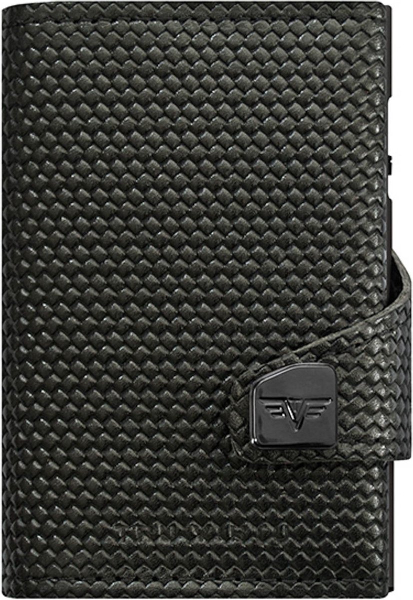 TRU VIRTU Leren Kaarthoes Click & Slide Wallet Diagonal Carbon / Black Zwart