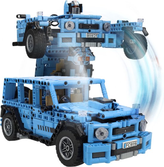 Crafts&Co Set de Bouwstenen Voiture robot - Voiture Jouets - Jouets de construction - Ensemble de construction - Blauw