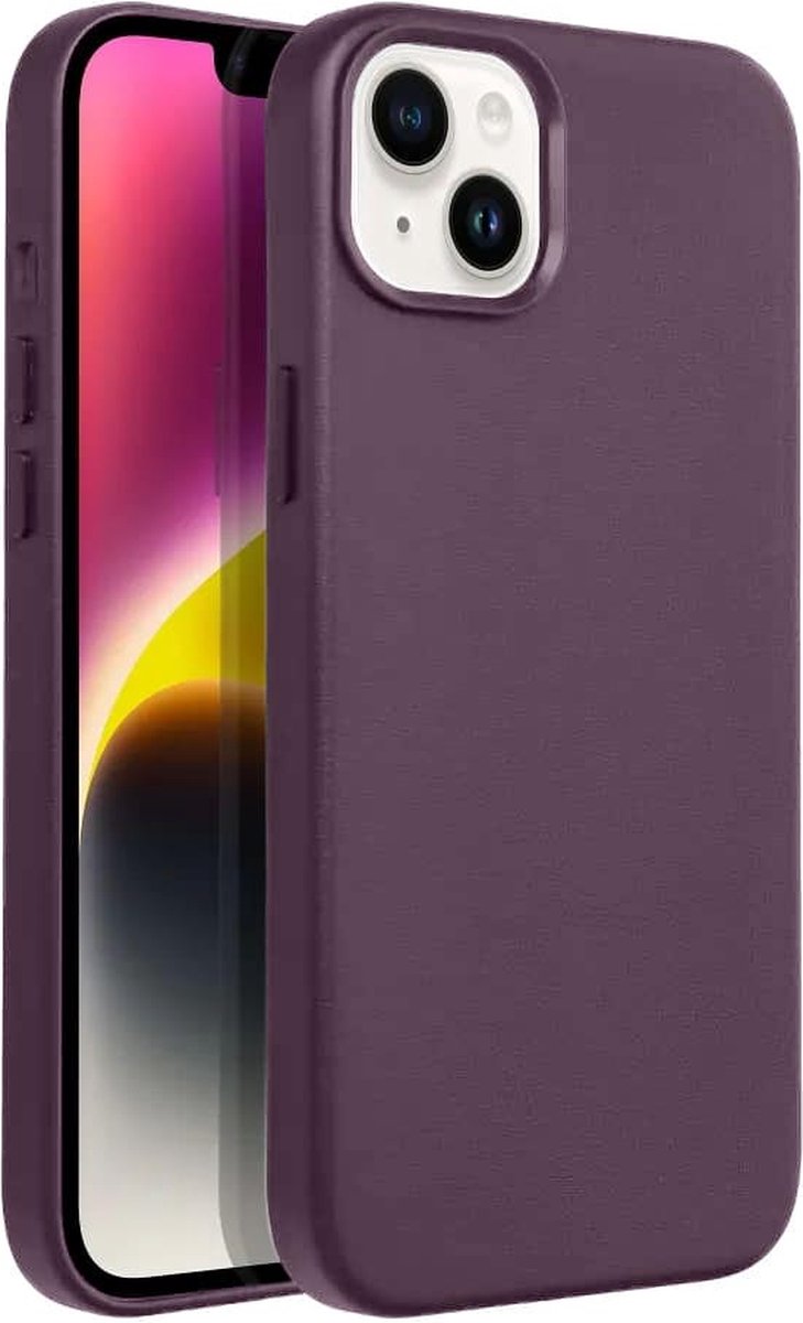 Casify Leren Hoesje geschikt voor MagSafe iPhone 15 Plus Hoesje - Donkerpaars