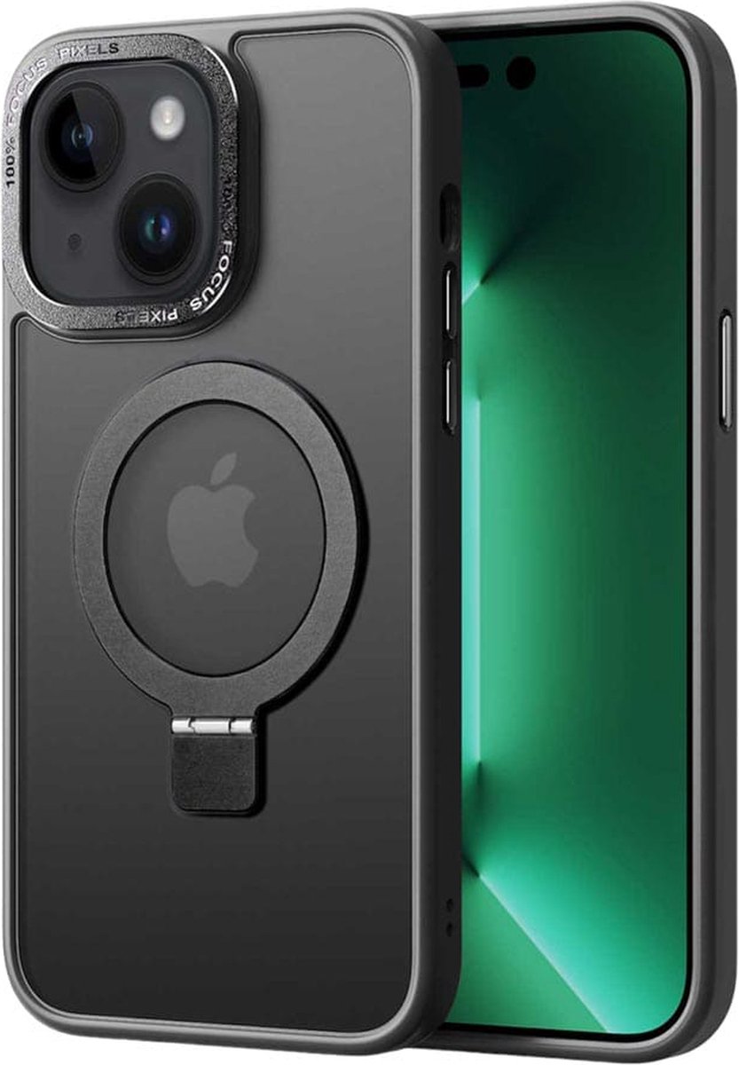 Casify Kickstand Hoesje geschikt voor MagSafe iPhone 15 Plus Hoesje - Mat Zwart