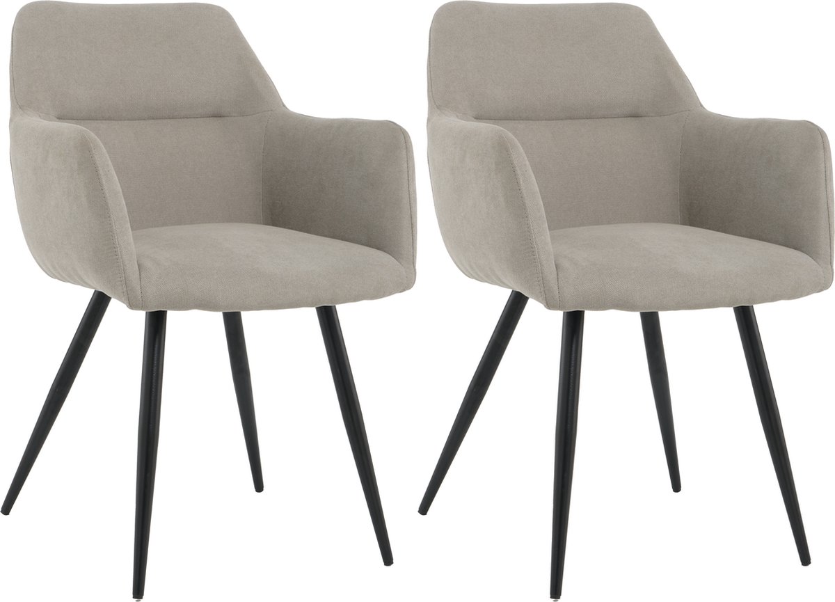 Lina Nova Eetkamerstoelen - Grijs - Set van 2 - Stof