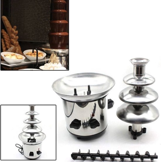 Chocoladefontein Deluxe - 4 Laags - RVS - Chocoladefondue - Wit — afbeelding 5