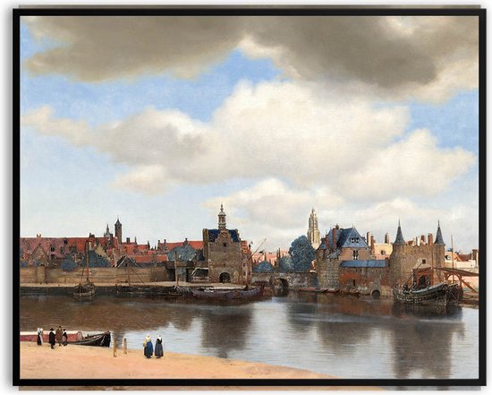 Gezicht op Delft Johannes Vermeer fotolijst met glas 40 x 50 cm
