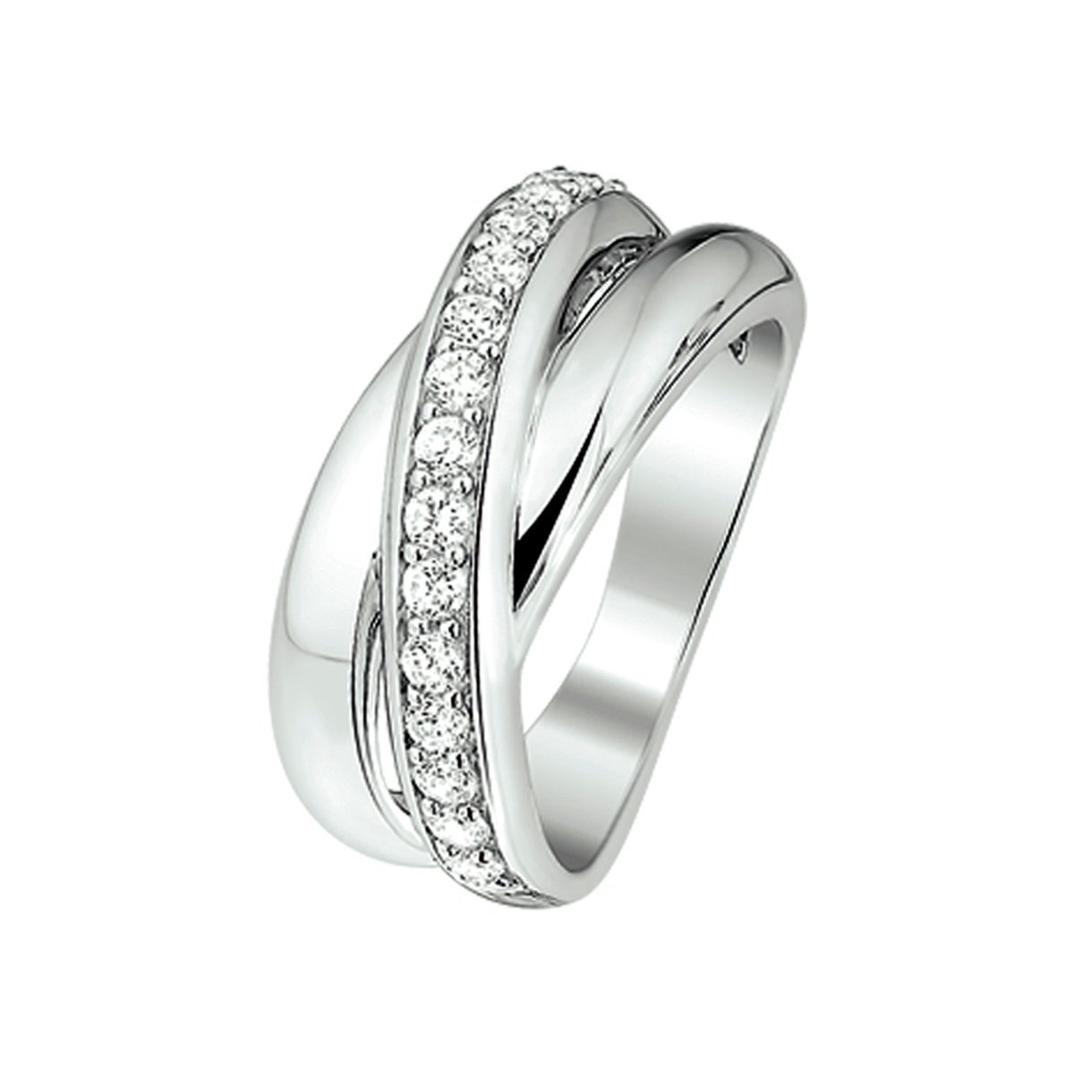 Zilver Gerhodineerde Ring zirkonia 1314786 19.00 mm (60)