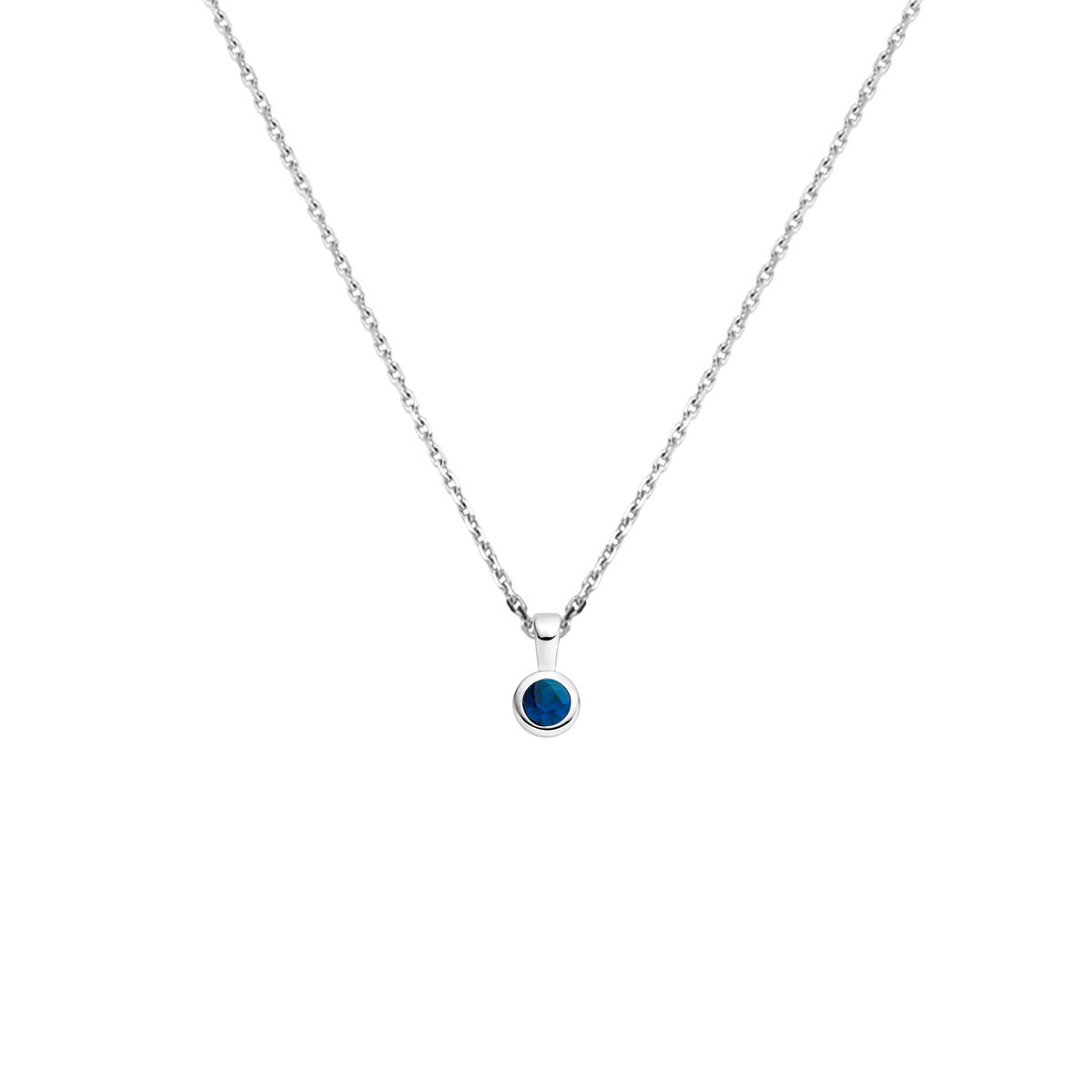 Collier Met Geboortesteen 41 + 4 Cm Zilver Gerhodineerd