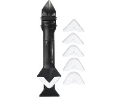 New Age Devi - 3-in-1 kit tool met RVS schraper en kittuit inclusief afstrijkrubber en voegstrijker set voor het afwerken van kit naden en het verwijderen van kit - kit schraper