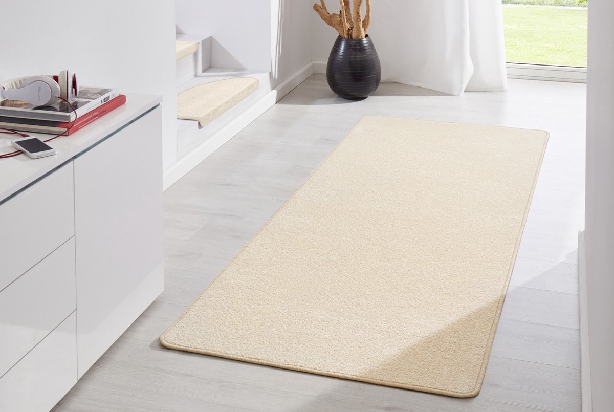 Loper Uni Laagpolig Effen Vloerkleed - Fancy - Beige 80x200 cm