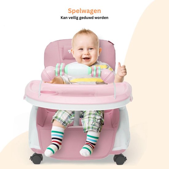 White-Label® Kinderzetel - Eetstoel Baby 6 Maanden en Ouder - Kinder Eetstoel - Kinderstoel - Inklapbare Eetstoel - Roze van Merkloos — afbeelding 2