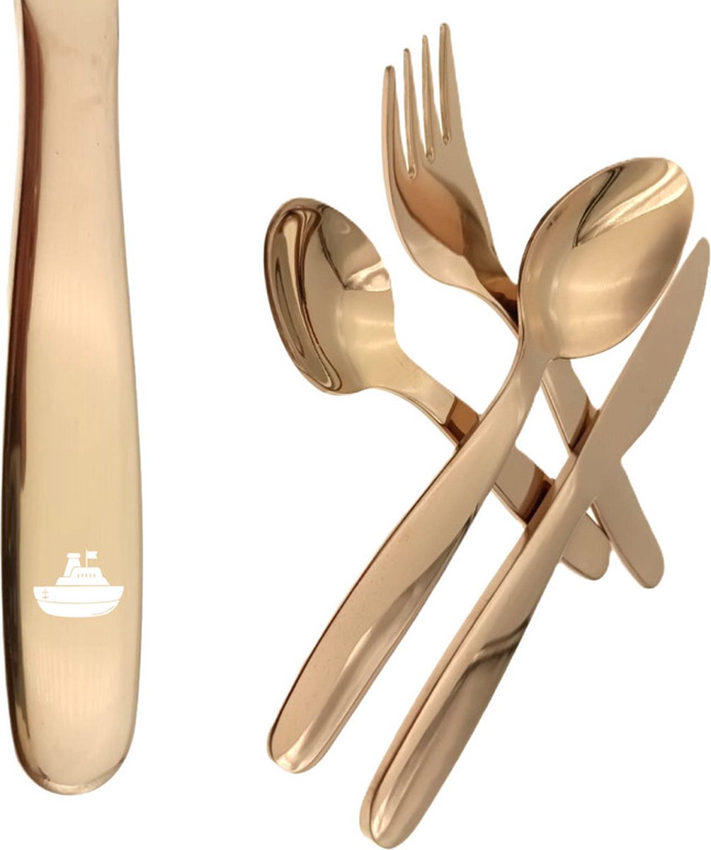 Goedkoopste Kinderbestek Met Gravering - Rosegoud - Boot
