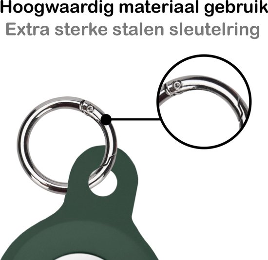 Étui adapté pour étui porte-clés Apple AirTag Pendentif en Siliconen - Étui adapté pour étui porte-clés pendentif Apple AirTag - Vert foncé - 4 PACK