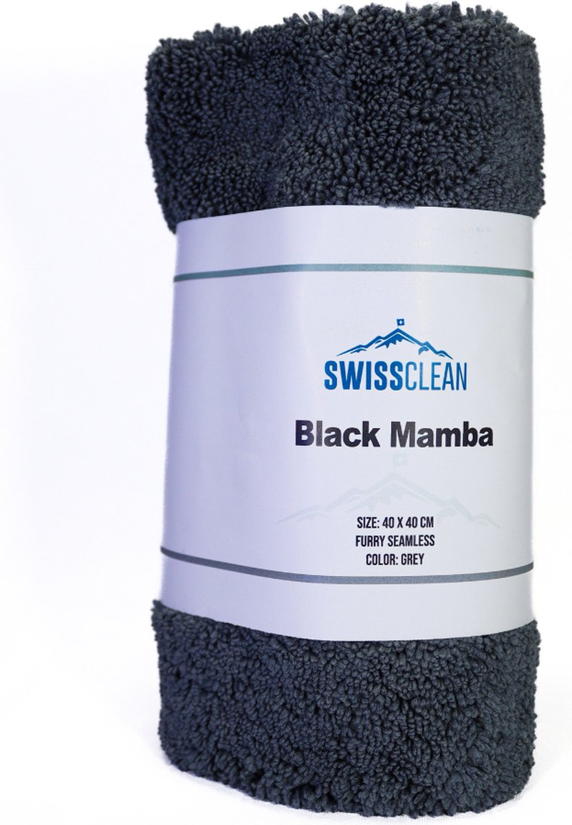 Swiss Clean | Black Mamba | Naadloze microvezel doek | 40 X 40 CM | Laser gesneden | Hoge kwaliteit | Extra zacht | Doek | Exterior en Interieur clean | Auto wassen | Reinigen auto | Cleaning | Auto wassen | Car cleaning | Furry Seamless