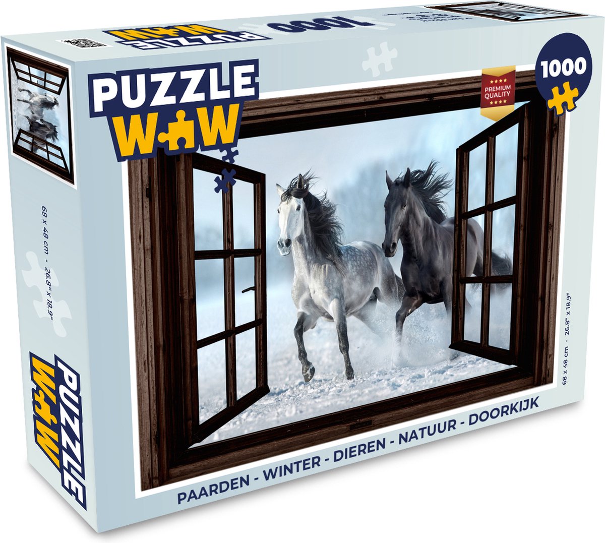Puzzel Paarden - Winter - Dieren - Natuur - Doorkijk - Legpuzzel - Puzzel 1000 stukjes volwassenen
