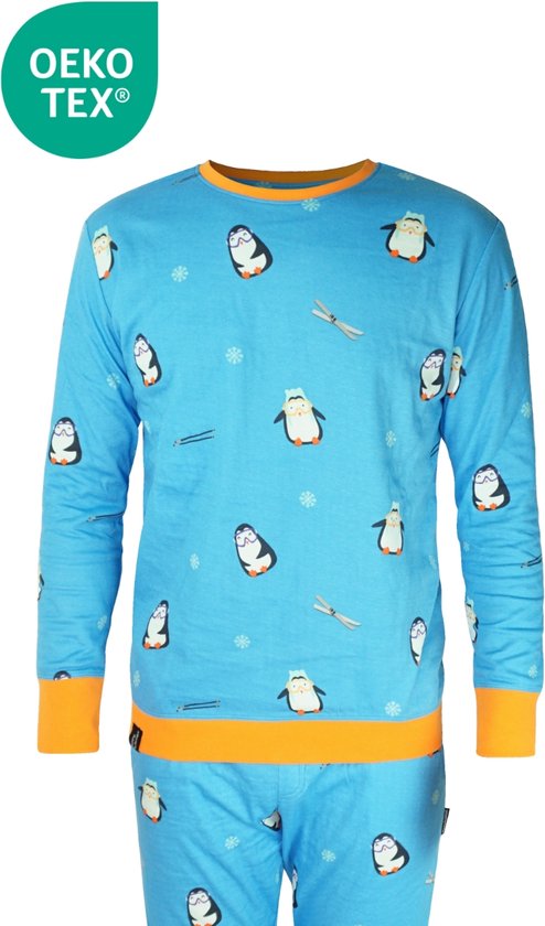 Happy Pyjama's - Heren Pyjama | Leuke pinguïns en winter prints | Duurzaam katoen | Maat M (S- XXL)