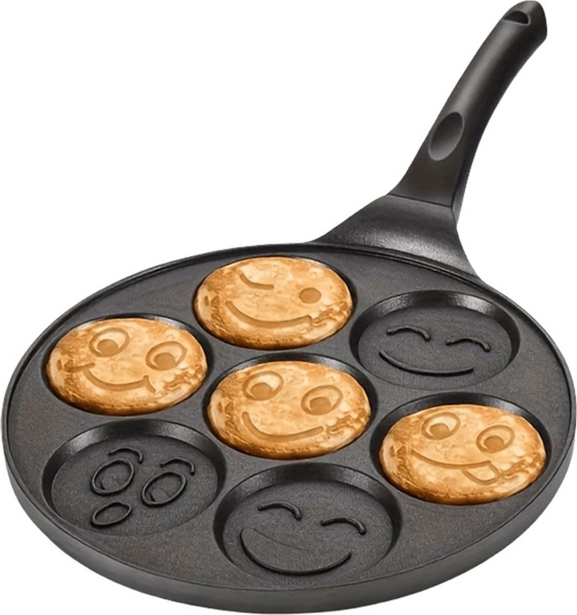 Pofferrtjespan - Poffertjespan Elektrisch voor Kinderen - Poffertjesmaker met Smiley - Zwart