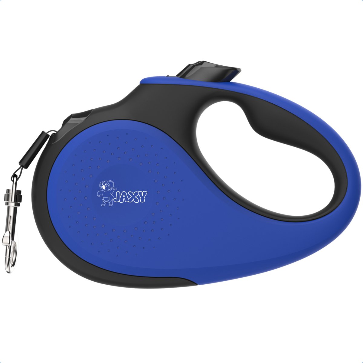 JAXY Hondenriem - Looplijn Hond - Rollijn Hond 5 Meter - Honden tot 25kg - Honden Riem - Middelgrote Honden - M - Blauw/Zwart