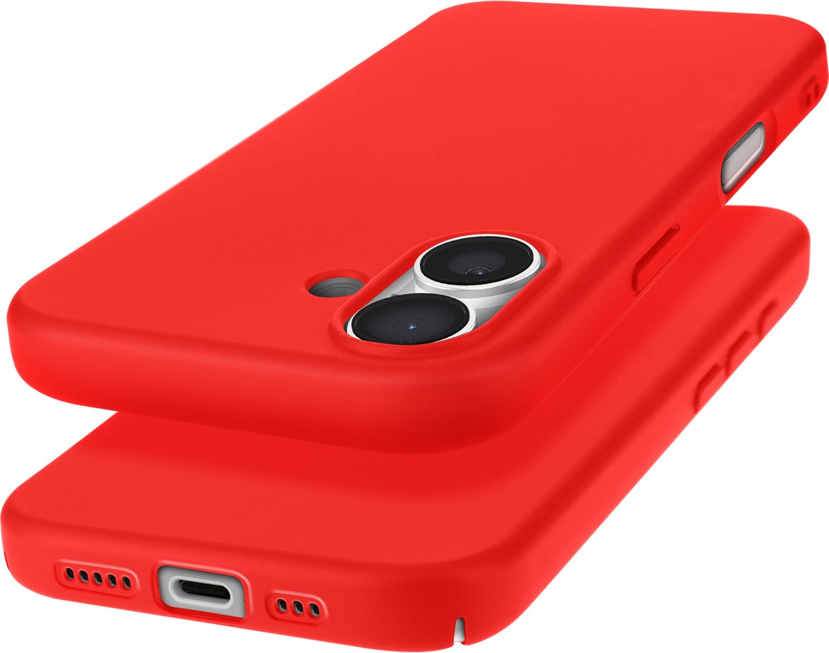 Avizar Geschikt voor Apple iPhone 16 halfstijf Soft-touch Anti-krassen hoesje, Rood