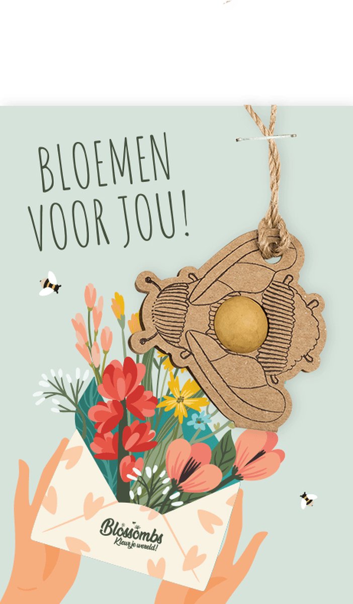 Blossombs Wenskaart met Zaadbom - Bloemen voor jou - Hanger met Bloembommetje
