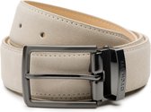 DTCH. FIT Ceinture homme Suede Oliver - Boucle gunmetal réglable - Riem Beige - Ceinture Pantalon & Jeans - 115cm - Longueur totale 130cm