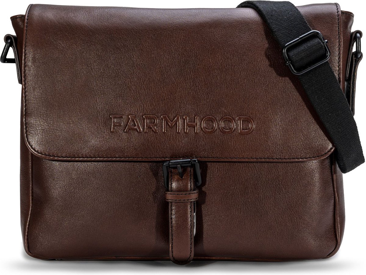 Farmhood Business tas Schoudertas Memphis Messenger 1F Dark Brown Donkerbruin
