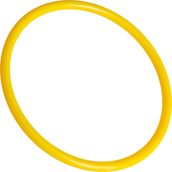Een gele armband op een witte achtergrond.