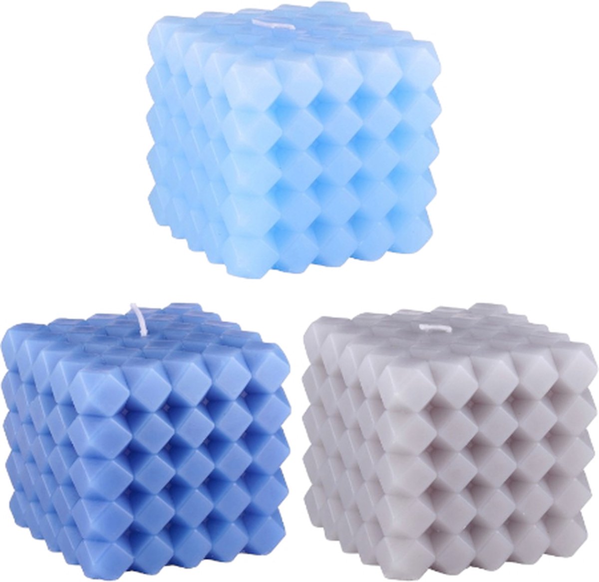 Candle square 8x8x8cm 3as