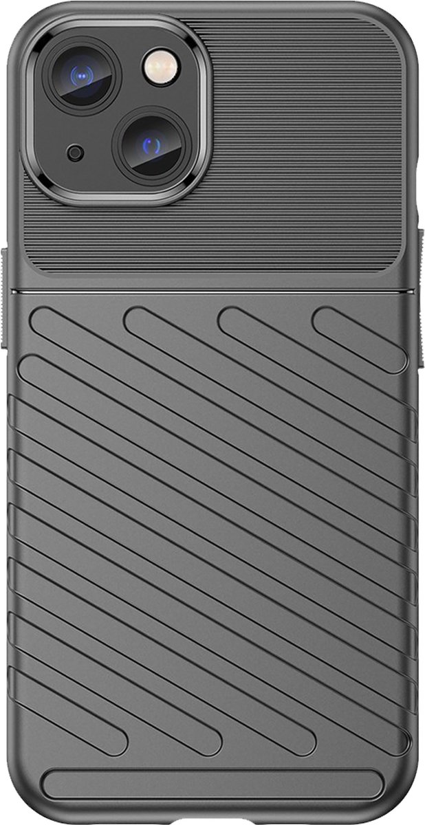 Cazy hoesje geschikt voor iPhone 14 Plus - Siliconen Hoesje met Grip - Zwart