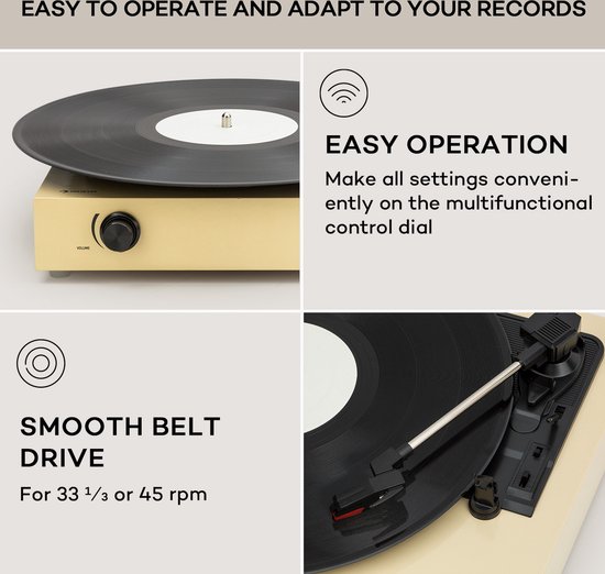 Auna Platenspeler met luidspreker - Doe-het-zelf platenspeler set - Retro - Moderne home audio platenspeler - Vinyl platenspeler - Licht taupe — afbeelding 2