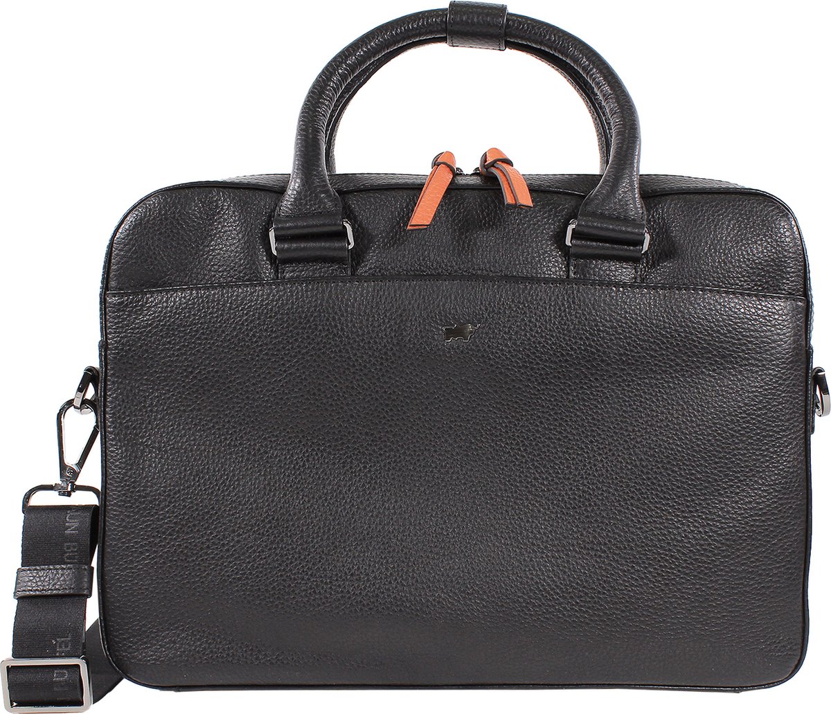 Braun Büffel Business tas Schoudertas met laptopvak Novara Business Bag Black Zwart