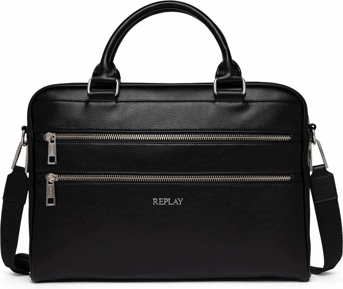 REPLAY Laptoptas Business tas met laptopvak Business Bag Black Zwart