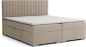 Meuba Home - Elysium Boxspring - Taupe - 200x200 - Stof - Met topper 8cm
