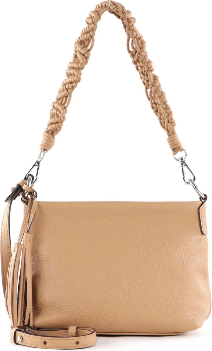 GIANNI CHIARINI Leren Schoudertas Africa Crossbody Bag Nature Beige