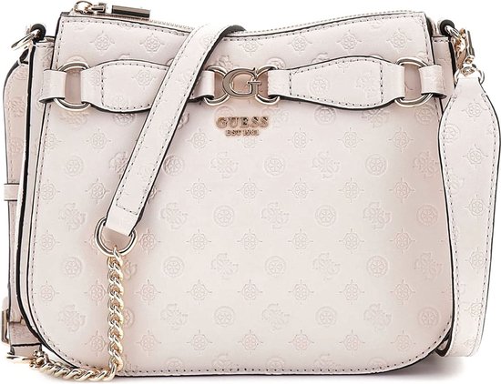 GUESS Sac à épaule bandoulière Arlena Logo Crossbody Hobo Taupe Logo Écru