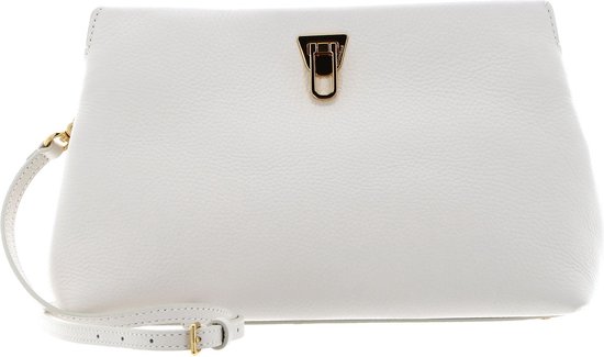 COCCINELLE Cuir Pochette Sac à épaule Beat Clutch Handbag Grained Leather Coconut Milk Écru