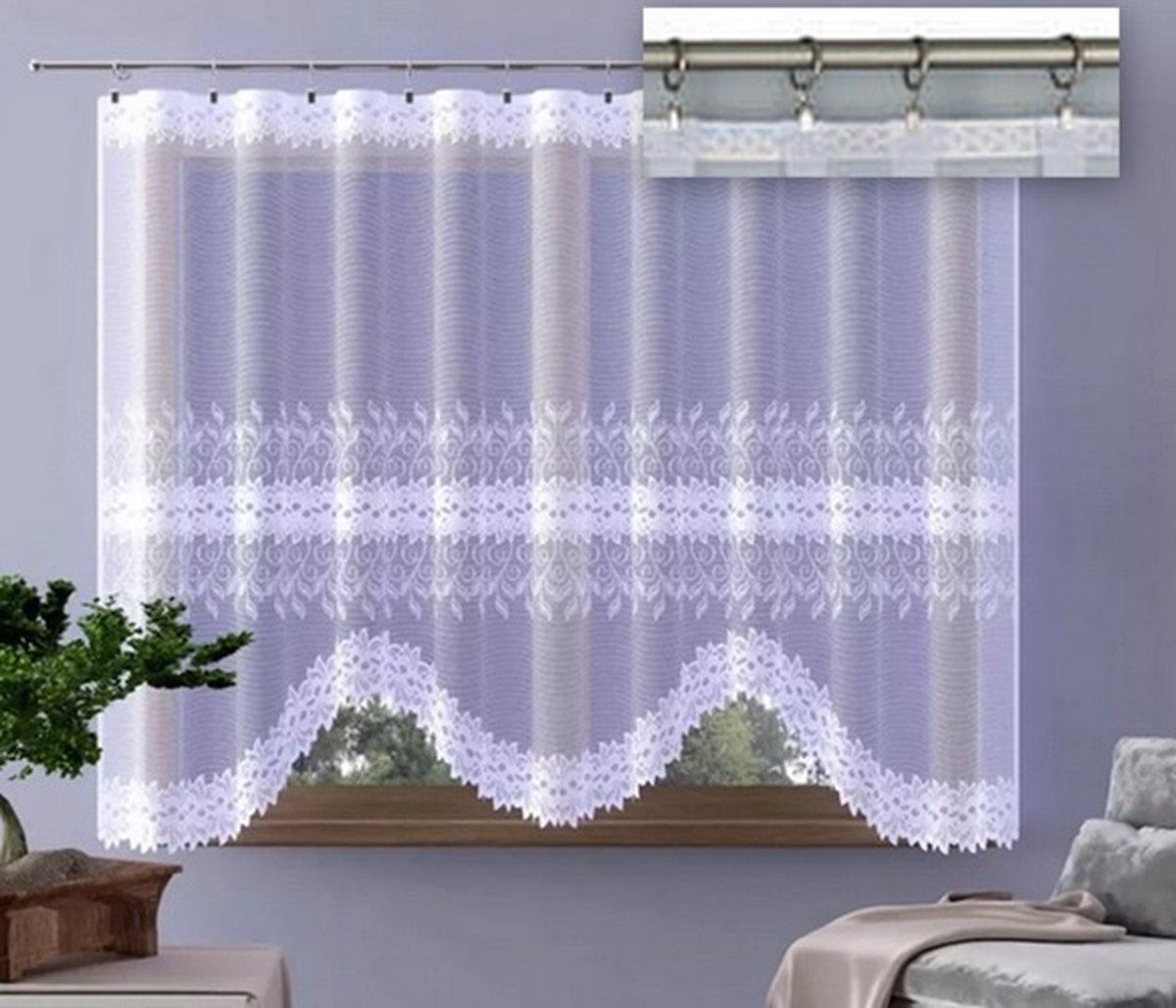 Wisan jacquard vitrage - Saskia Gordijn 300 x 160 cm - Curtains - Jacquardgordijnen- wit - 300 x 160 cm