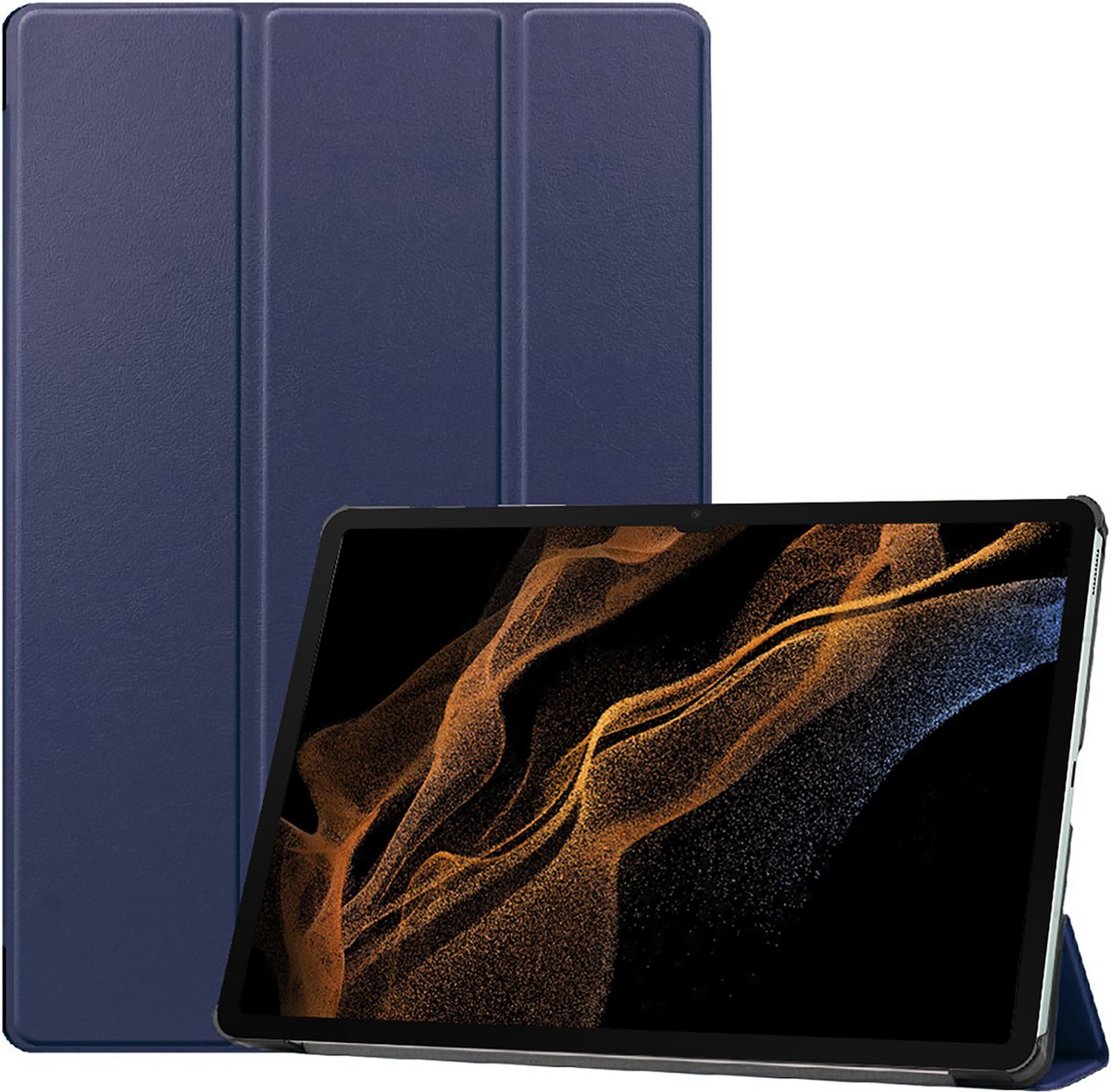 Cazy tablet Hoes geschikt voor Samsung Galaxy Tab S8 Ultra - TriFold Bookcase - Blauw