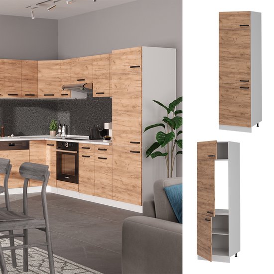 Vicco Armoire de transformation pour réfrigérateur R- Line, Chêne puissant or/ Wit, 60 cm