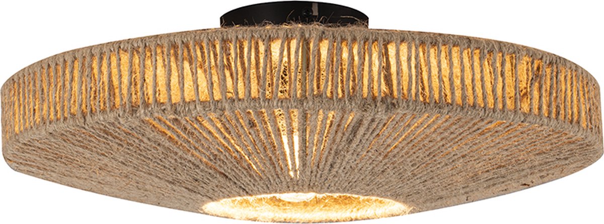 Olucia - Japandi plafondlamp bruin, Sanny - Vorm: Rond