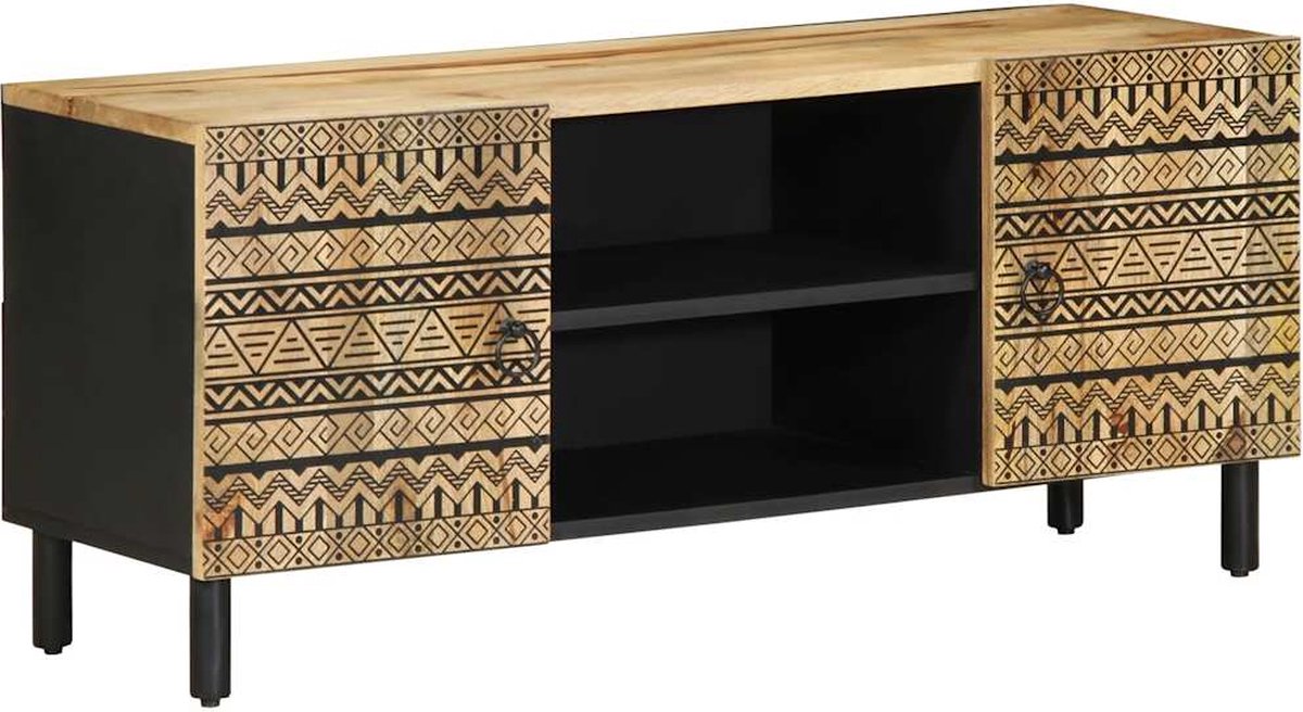 vidaXL - Tv-meubel - 105x33,5x46 - cm - massief - ruw - mangohout - zwart