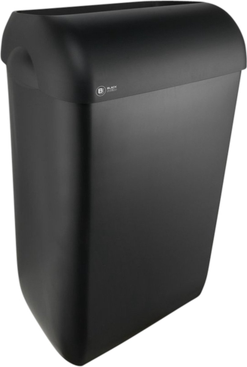Afvalbak blacksatino open inworp 43 liter zwart