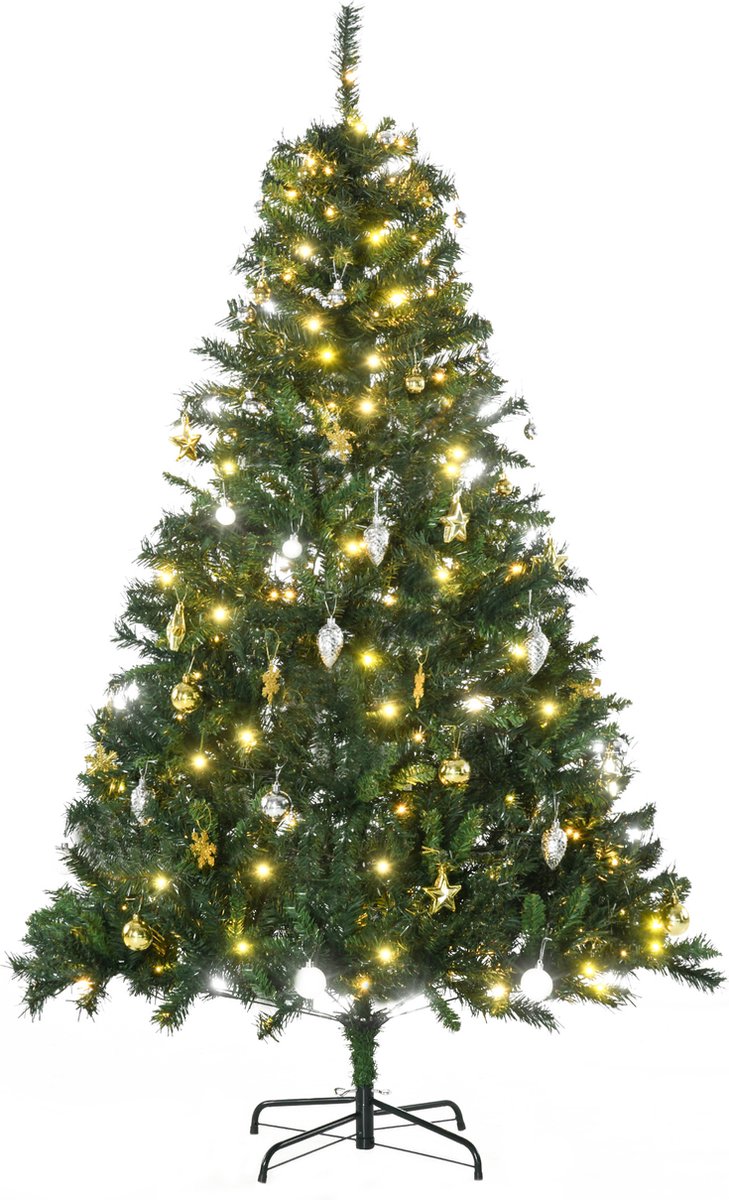 HOMCOM Christmas Tree PVC, Metall Ø112 x H180 cm Grün