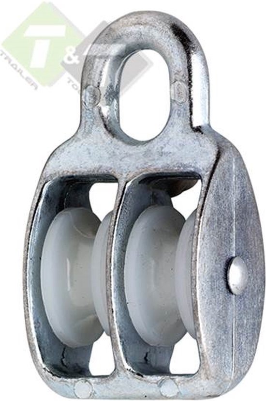 Dubbelschijfs katrol met 30 m touwlengte, 35 kn katrol, hoogwaardig polyester touw, 12 mm touwdiameter katrol, geschikt voor klimmen, afdalingen en training | NL