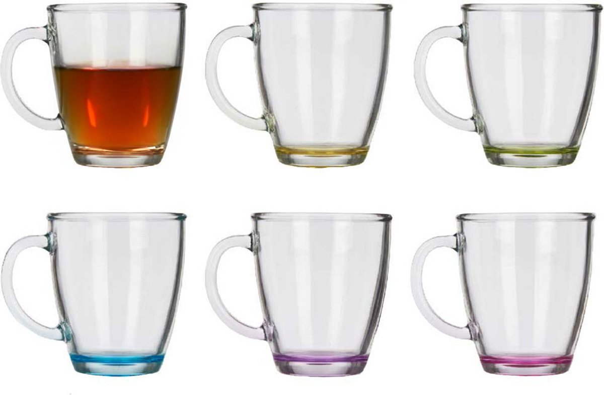 Vivalto Koffie/thee glazen - 12x stuks - glas - met tint - 310 ml