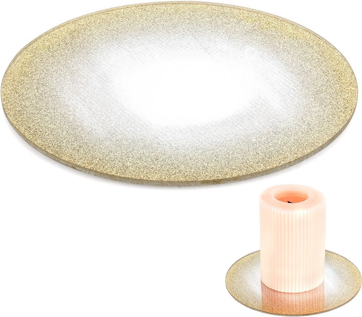 Decoratief Dienblad Glas Spiegel Glitter 15 cm - Kaarsenplateau - Kaarsenbord - Bord voor
