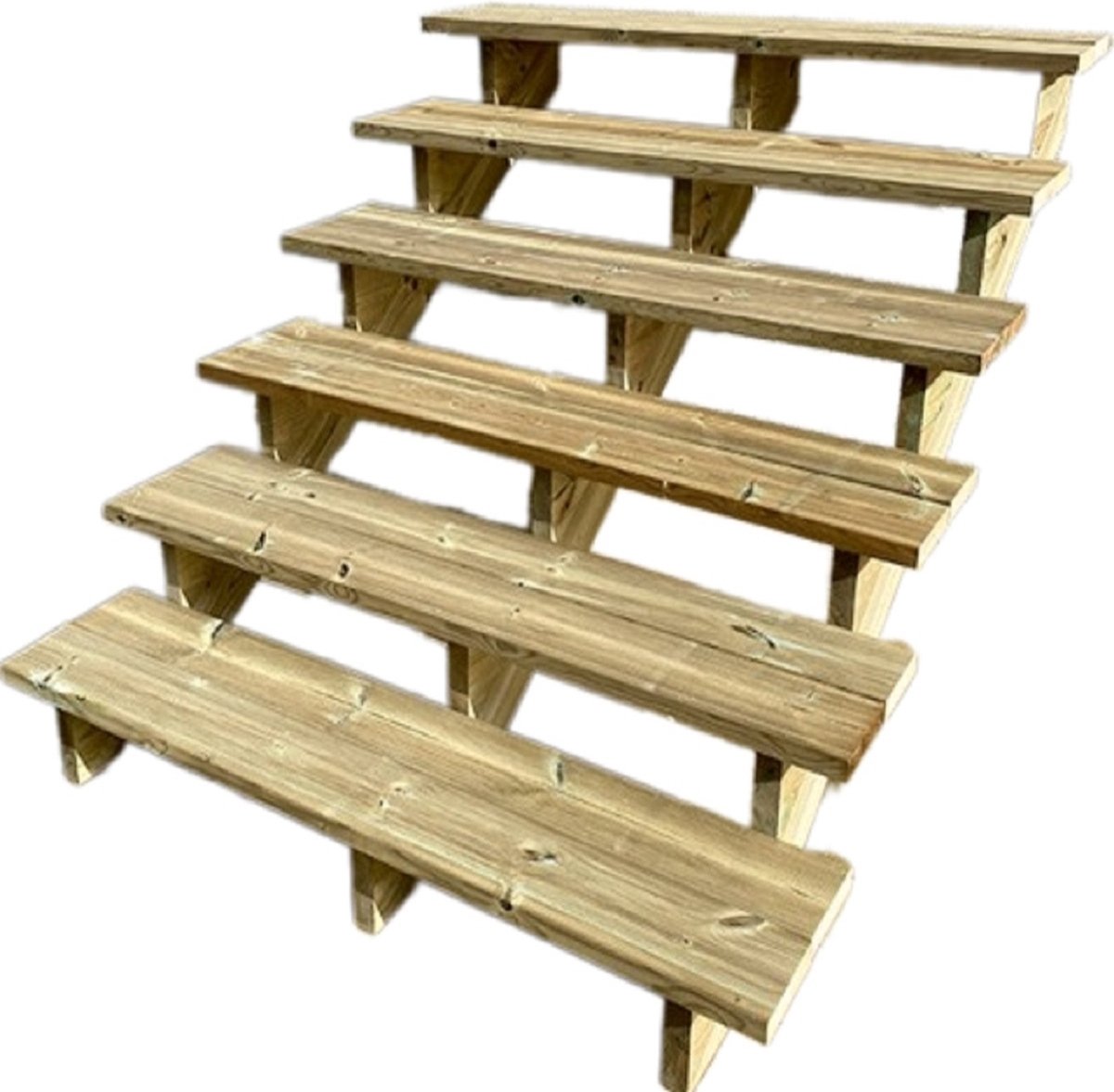 BERLIN Houten Buitentrap - 6 Open Treden 105 cm Hoog - 140 cm Breed