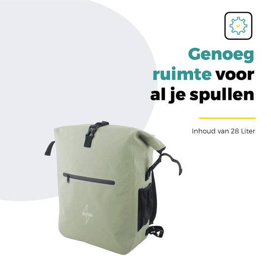Voltano Luxe Fietstas / Rugtas 28L - Mint Groen - Enkele Pakaftas - 100% Waterdicht - Met Laptop Compartiment