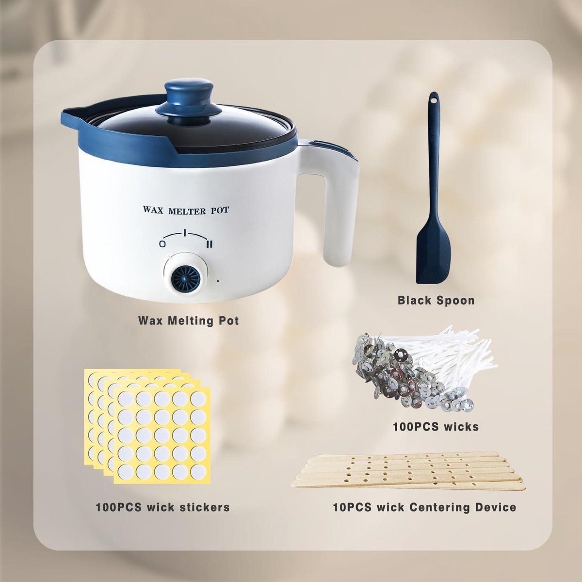 Nevolis Electric Wax Melter for Candle Making with Pouring Spout Kit Included Wicks Wick Stickers Centering Device Stirring Spoon .
