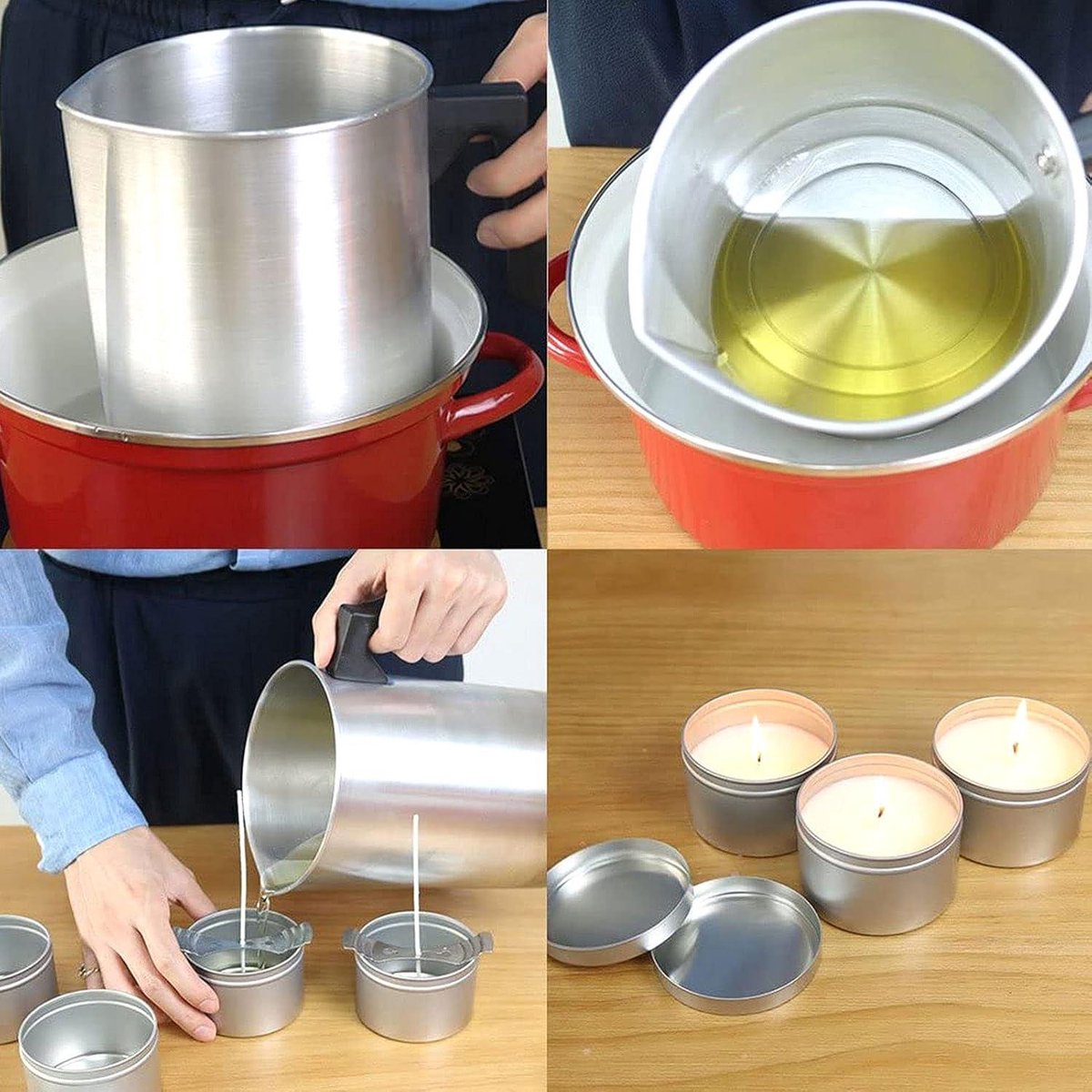 Nevolis 1.2L Candle Wax Melter Aluminum Melting Wax Cup Candle Making Pot For Home Chandlery Supplies .