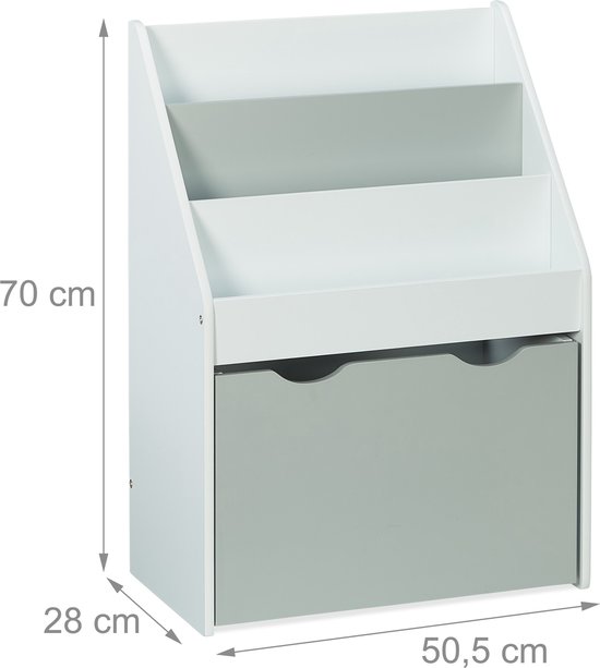 speelgoedkast 3 vakken - 70x50,5x28 cm - kinderkast op wielen - opbergkast kinderen