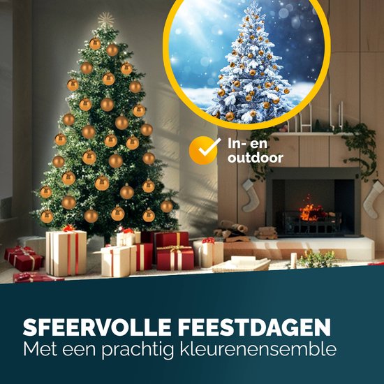 Boules de sapin de Noël en plastique couleur cuivre ensemble de 54 pièces