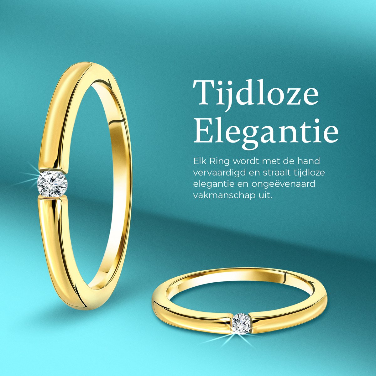 Miore Pure ring 14 karaat geelgoud diamant rond – afbeelding 2